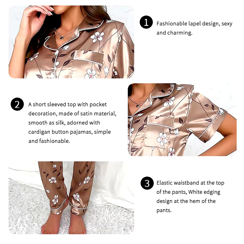 Floral Satin Pajama Set